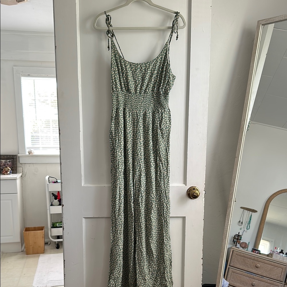 Green Patterned Maxi jumpsuit